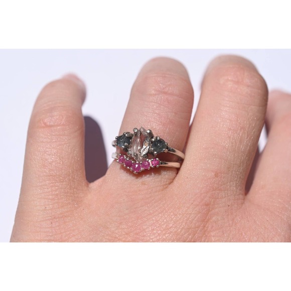 Ruby and diamond engagement ring set, Art deco Ring, Promise Ring, Vinta… - Picture 1 of 2